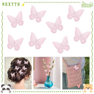 Nextth กิ๊บติดผมแฟชั่น สองชั้น ปักลายผีเสื้อ ประดับโบว์ ลูกไม้ DIY สําหรับเด็กผู้หญิง