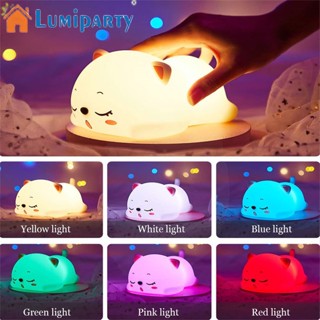 Lumiparty โคมไฟซิลิโคน รูปการ์ตูนแมว ชาร์จ Usb สําหรับข้างเตียงนอน