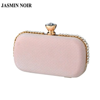 Jasmin NOIR กระเป๋าถือ กระเป๋าคลัทช์ โพลีเอสเตอร์ ทรงสี่เหลี่ยมผืนผ้า ขนาดเล็ก แต่งสายโซ่คล้อง สําหรับผู้หญิง งานเลี้ยงตอนเย็น