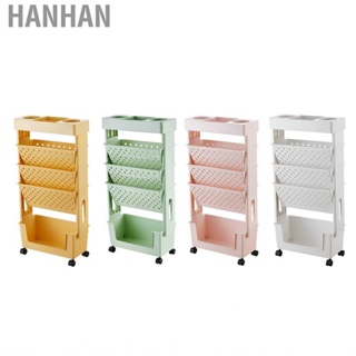 Hanhan Movable Bookcase Large  Bookshelf Library Students Storage Rack Book Organizer With Drawers and Wheels