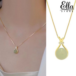 Ellastore123 สร้อยคอ จี้ลูกปัด พลอยเทียม ปรับขนาดได้ เครื่องประดับแฟชั่น สําหรับผู้หญิง