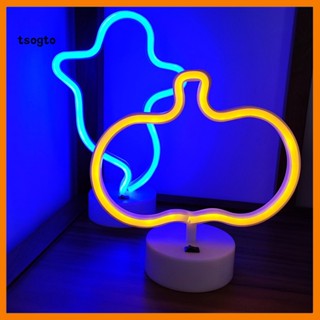 [TS] โคมไฟนีออน Led รูปฟักทองผี ใช้แบตเตอรี่ Usb สําหรับตกแต่งปาร์ตี้ฮาโลวีน