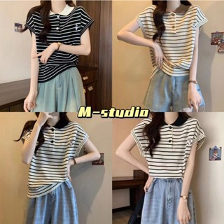 Maze*พร้อมส่ง*เสื้อโปโลคอกลมปักกระต่ายขนาดเล็กประดับด้วยหมวก…
