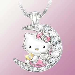 European and American Moon Cute Kitten Necklace, Girls New Cartoon Simple Personality Kitten Childrens Pendant Jewelry