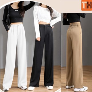 กางเกงขากว้าง culottes เอวยางยืดวัสดุคุณภาพสูงมีหลายสี
