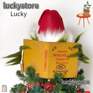 Lucky ท็อปเปอร์ขนฟู ลายหมากรุก สีเขียว สําหรับตกแต่งต้นคริสต์มาส