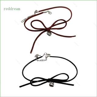 Redd Y2K สร้อยคอโชคเกอร์ กํามะหยี่ จี้รูปหัวใจ ขนาดเล็ก สีแดง