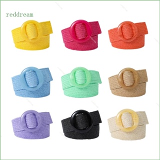 Redd เข็มขัดรัดเอว แบบถัก ยืดหยุ่น สไตล์โบฮีเมียนวินเทจ สีแดง สําหรับผู้หญิง