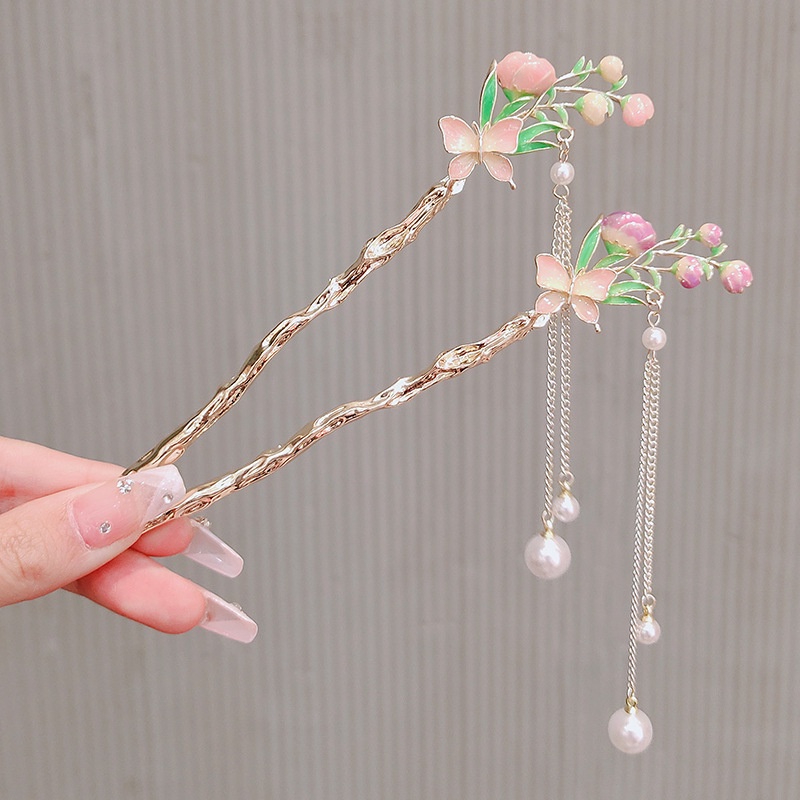 ใหม่ กิ๊บติดผม ลายผีเสื้อ lily of the valley สไตล์จีนโบราณ ระดับไฮเอนด์ สําหรับผู้หญิง