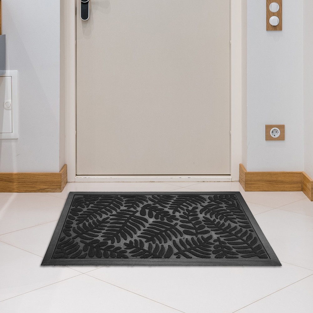 GlobalHouse COZY พรมเช็ดเท้าดักฝุ่น รุ่น FLOWER ขนาด 60×90×0.5 ซม. สีดำ สินค้าของแท้คุณภาพดี