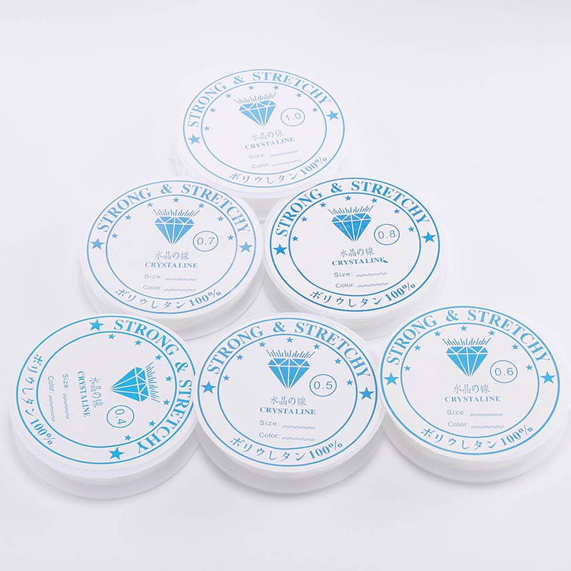 ลูกปัดคริสตัล แบบยืดหยุ่น ขนาด 0,4-1,0 มม. 5-15 ม. สําหรับทําเครื่องประดับ DIY 1 ม้วน