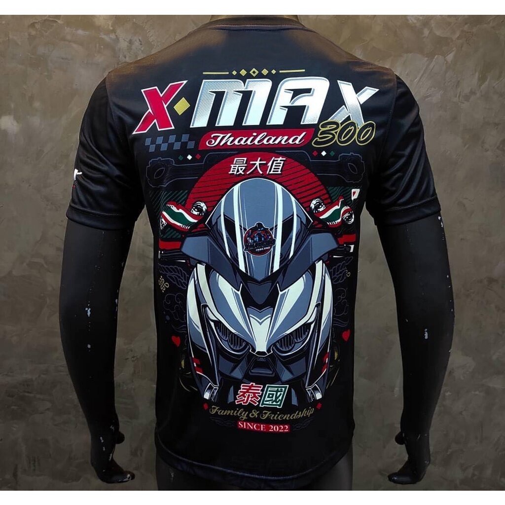 เสื้อยืดผ้าฝ้ายเสื้อยืดพิมพ์ลายแฟชั่น 【ปรับแต่งได้】เสื้อผ้ามอเตอร์ไซค์ XMAX 300 THAILAND Limited 2022