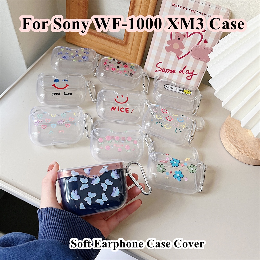 พร้อมส่ง!  นําไปใช้กับ Sony WF-1000 XM3 เคส Case เคสหูฟัง การ์ตูนน่ารักคู่ ลายผีเสื้อสีน้ําเงิน