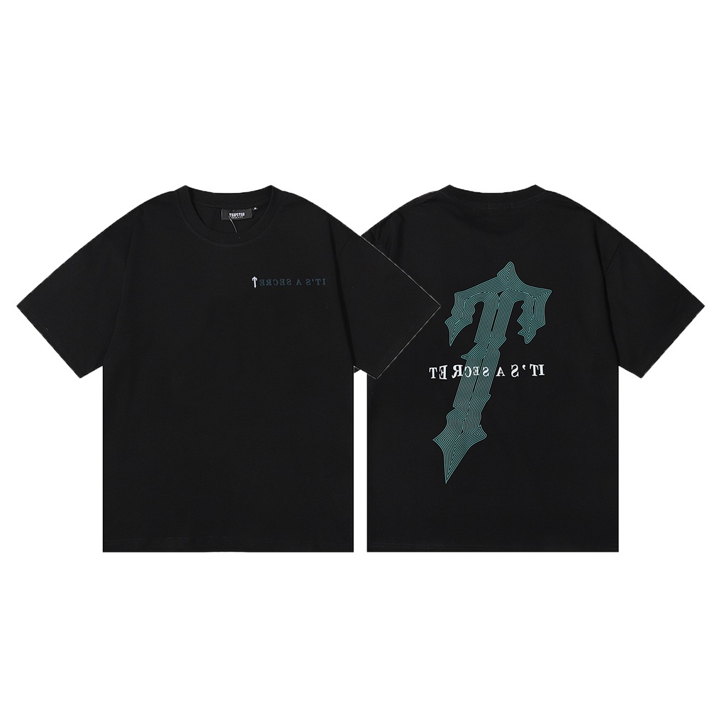 คลาสสิก เสื้อยืดแขนสั้นลําลอง ผ้าฝ้ายแท้ ขนาดใหญ่ พิมพ์ลายตัวอักษร Trapstar คุณภาพสูง สําหรับผู้ชาย 