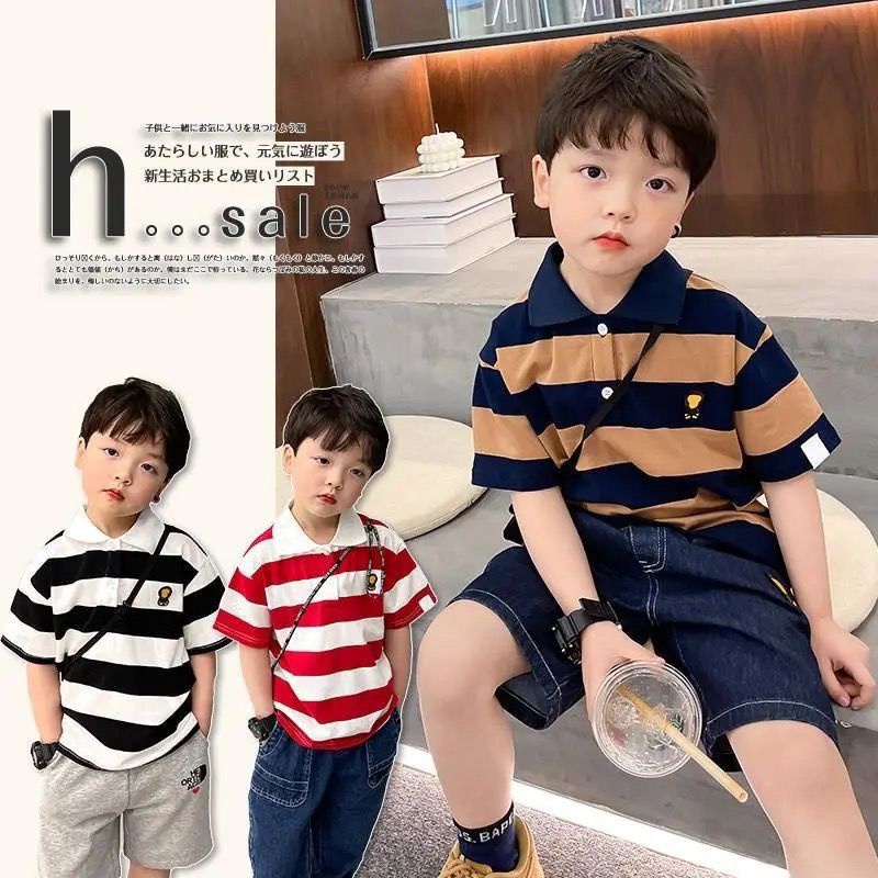 เสื้อยืดโปโล แขนสั้น ผ้าฝ้าย 100% สไตล์ญี่ปุ่น แฟชั่นฤดูร้อน สําหรับเด็กผู้ชาย