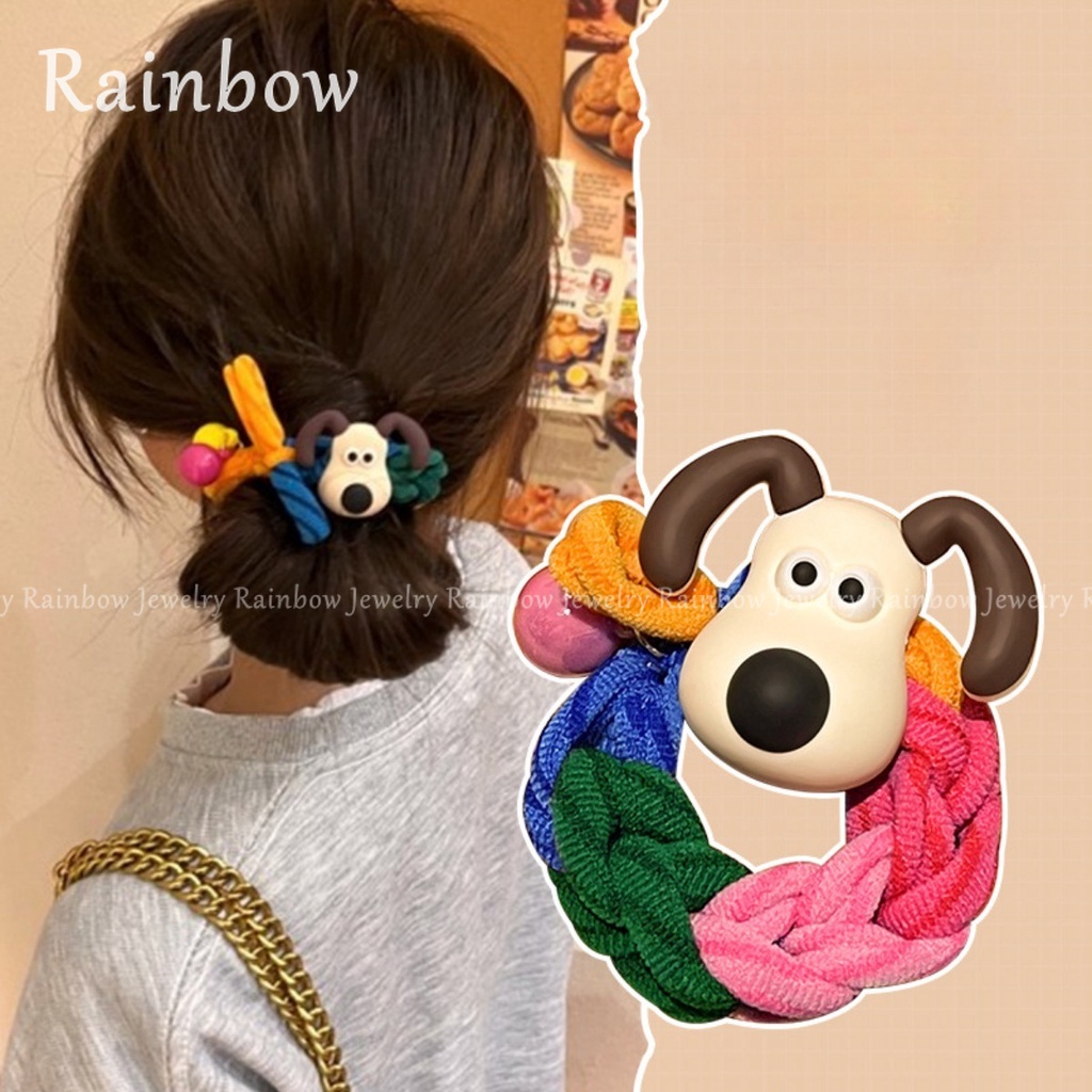 [Rainbow] ยางรัดผม ลายลูกสุนัขโดพามีนน่ารัก ยืดหยุ่นสูง ทนทาน สําหรับผู้หญิง 2023