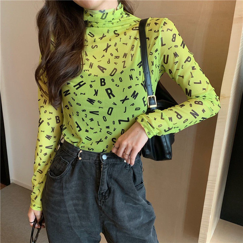 เสื้อยืด คอเต่า พิมพ์ลายอีโม่ เซ็กซี่ สีเขียว สําหรับผู้หญิง ส่งฟรี Alt Xxl 2023