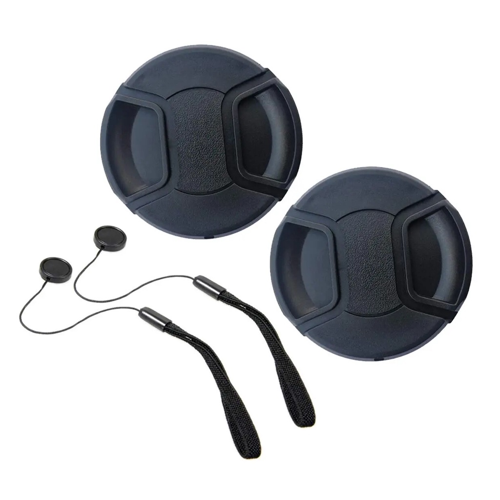 2PC 49 52 55 58 62 67 72 77 82 86mm Lens Cap Cover  with 2 Lens Cover Rope