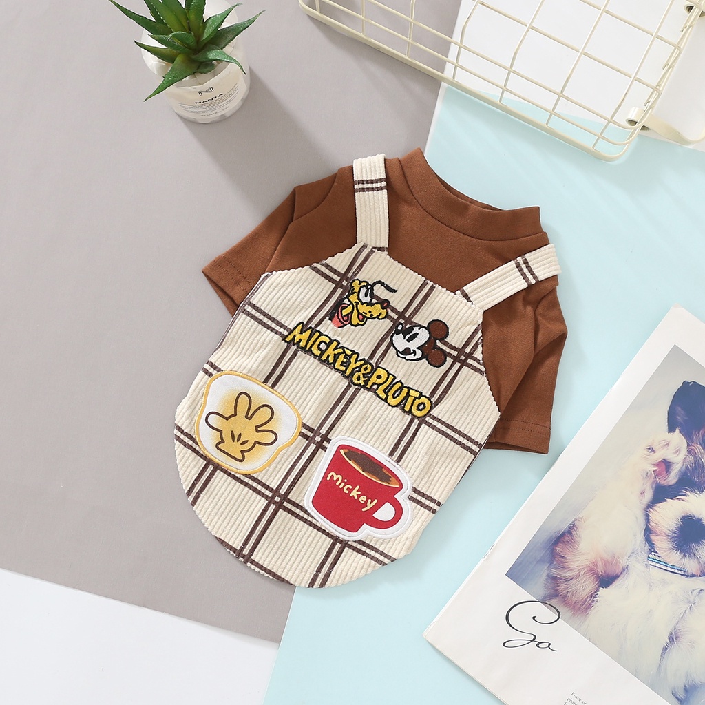 เสื้อผ้าสัตว์เลี้ยงสุนัขแมวเสื้อปักลายสก๊อตลายการ์ตูนน่ารัก LLL-FS-SS - รูปที่ 2
