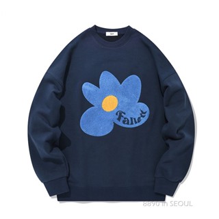 เสื้อกันหนาวแขนยาว คอกลม พิมพ์ลายดอกไม้น่ารัก ทรงหลวม เข้ากั…