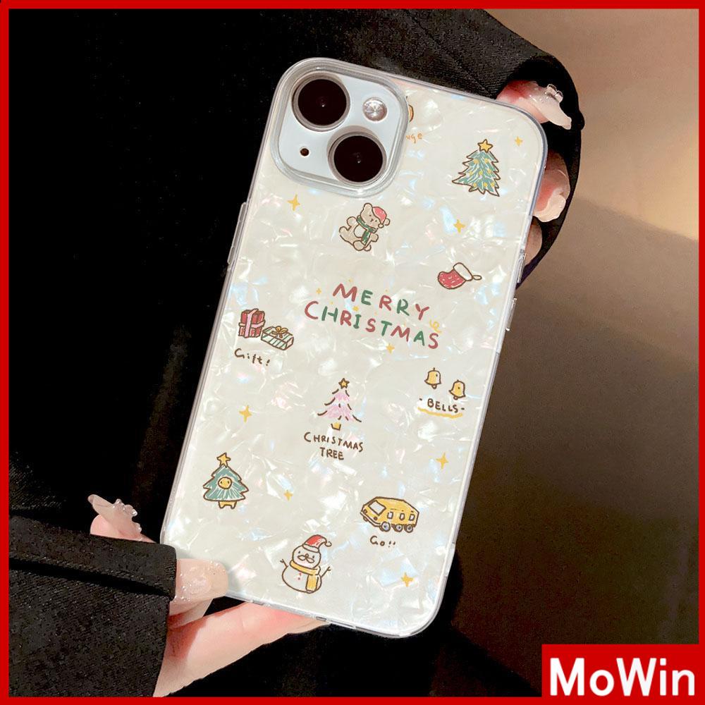 Mowin - เข้ากันได้สำหรับ เคสไอโฟน11 เคส iphone 11 15 Pro Max เลเซอร์โฮโลแกรมสีสันสดใส TPU สุขสันต์วันคริสต์มาสของขวัญเข้ากันได้กับ 14 PRO MAX 13 12 XR XS 7Plus 8