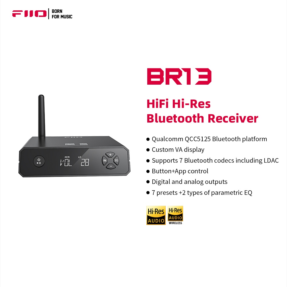 Fiio เครื่องรับสัญญาณเสียงสเตอริโอ HiFi BR13 BT5.1 รองรับ LDAC aptX ความล่าช้าต่ํา สําหรับรถยนต์ ลํา