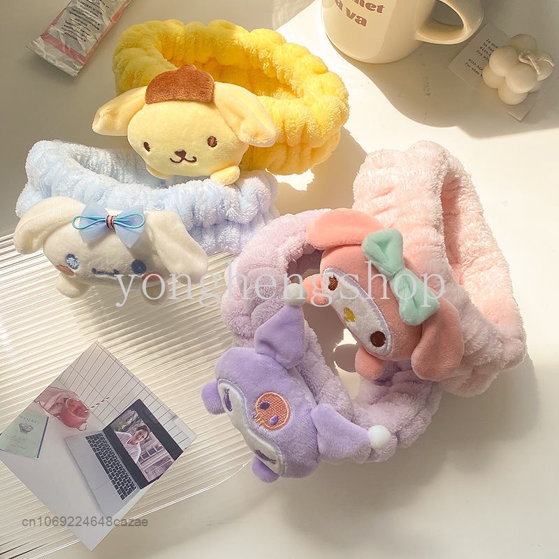 ที่คาดผม ผ้ากํามะหยี่ขนนิ่ม กันลื่น ลายการ์ตูน Sanrio Kuromi Melody Cinnamoroll น่ารัก เครื่องประดับ สําหรับผู้หญิง