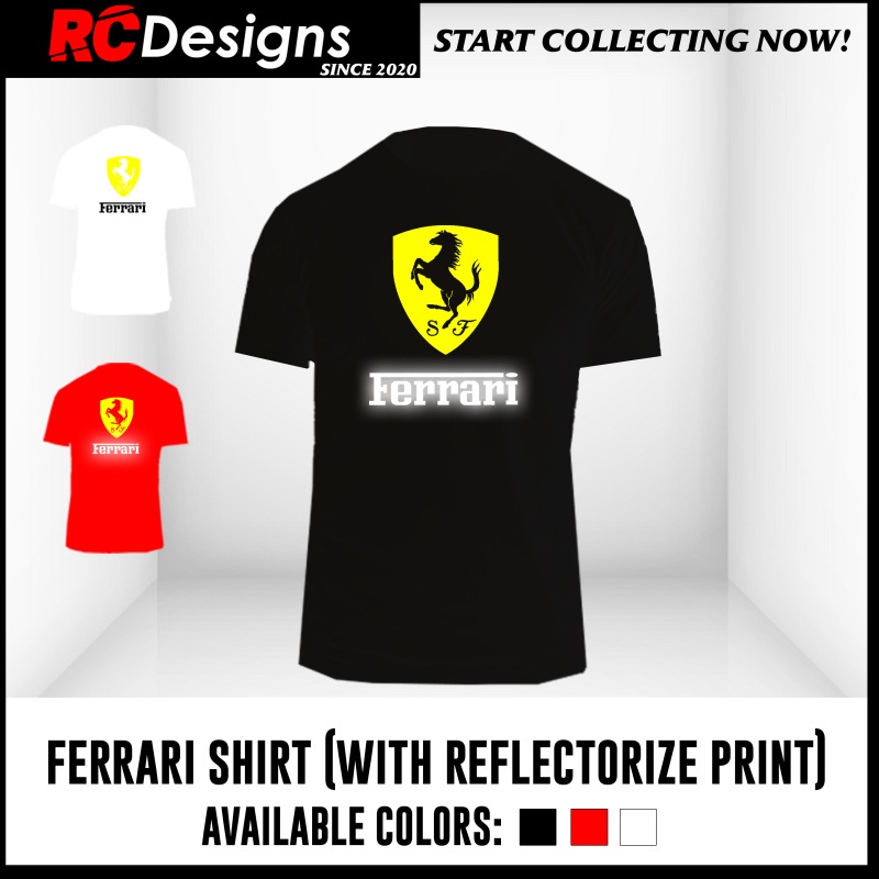 เสื้อยืด Ferrari (พิมพ์ลายสะท้อนแสง) (Unisex - Polycotton)