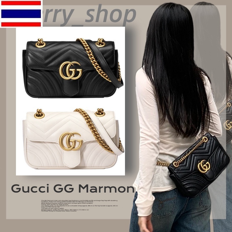 New 🔥Hot กุชชี่ 🍒GUCCI GG Marmont mini shoulder bag gucci marmont 22 🍒กุชชี่กระเป๋า YF41