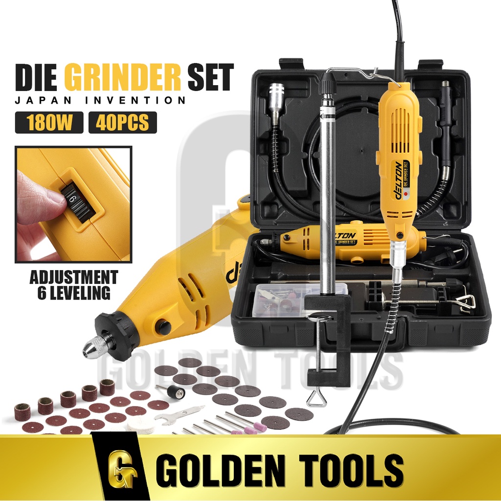 DELTON เครื่องเจียรสายอ่อน 180 วัตต์ มินิ แกะสลัก Mini Grinder Set พร้อมอุปกรณ์รวมกว่า 52 ชิ้น รุ่น DG-180S