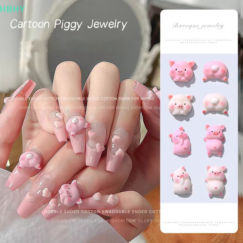 【HB】เครื่องประดับตกแต่งเล็บ เรซิ่น ลายการ์ตูนหมูน่ารัก สามมิติ【HY】