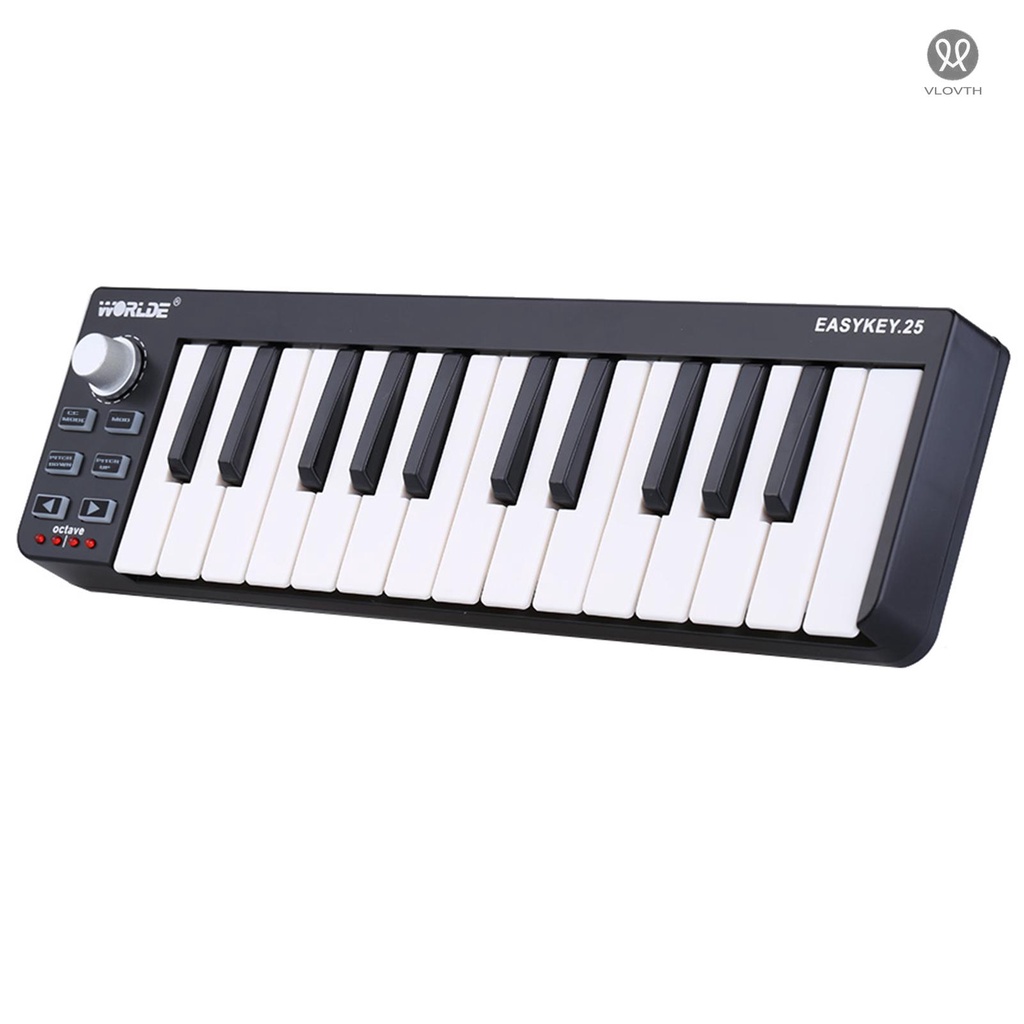 WORLDE Easykey.25 MIDI Controller - Portable 25-Key USB Keyboard for Music Making and Recording Studio