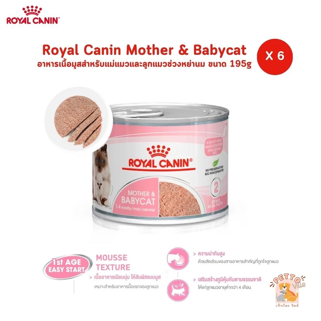 [6-12 กระป๋อง] Royal Canin Mother&Baby Cat อาหารเปียกลูกแมวและแม่แมว เนื้อมูสนิ่ม ทานง่ายเสริมภูมิคุ้มกัน