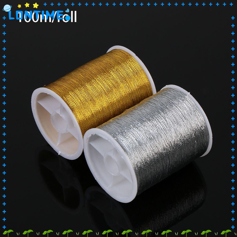Lontime ด้ายเย็บปักถักร้อย แฮนด์เมด สีทอง DIY 100 เมตร