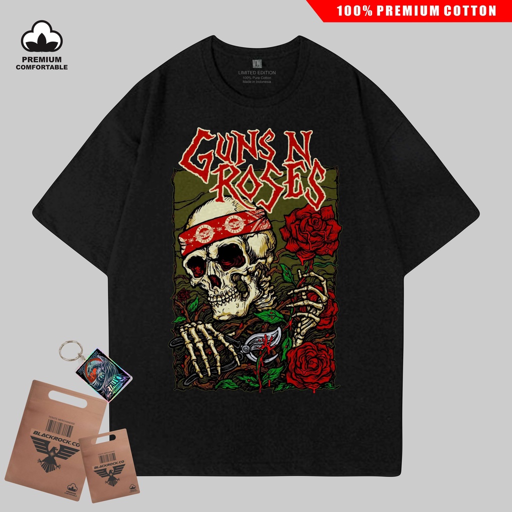 Gnr-skull-roses New Band T-Shirt Rock Metal Band T-Shirt Slipknot Nirvana The Beatles The Black dahlia Murder Premium