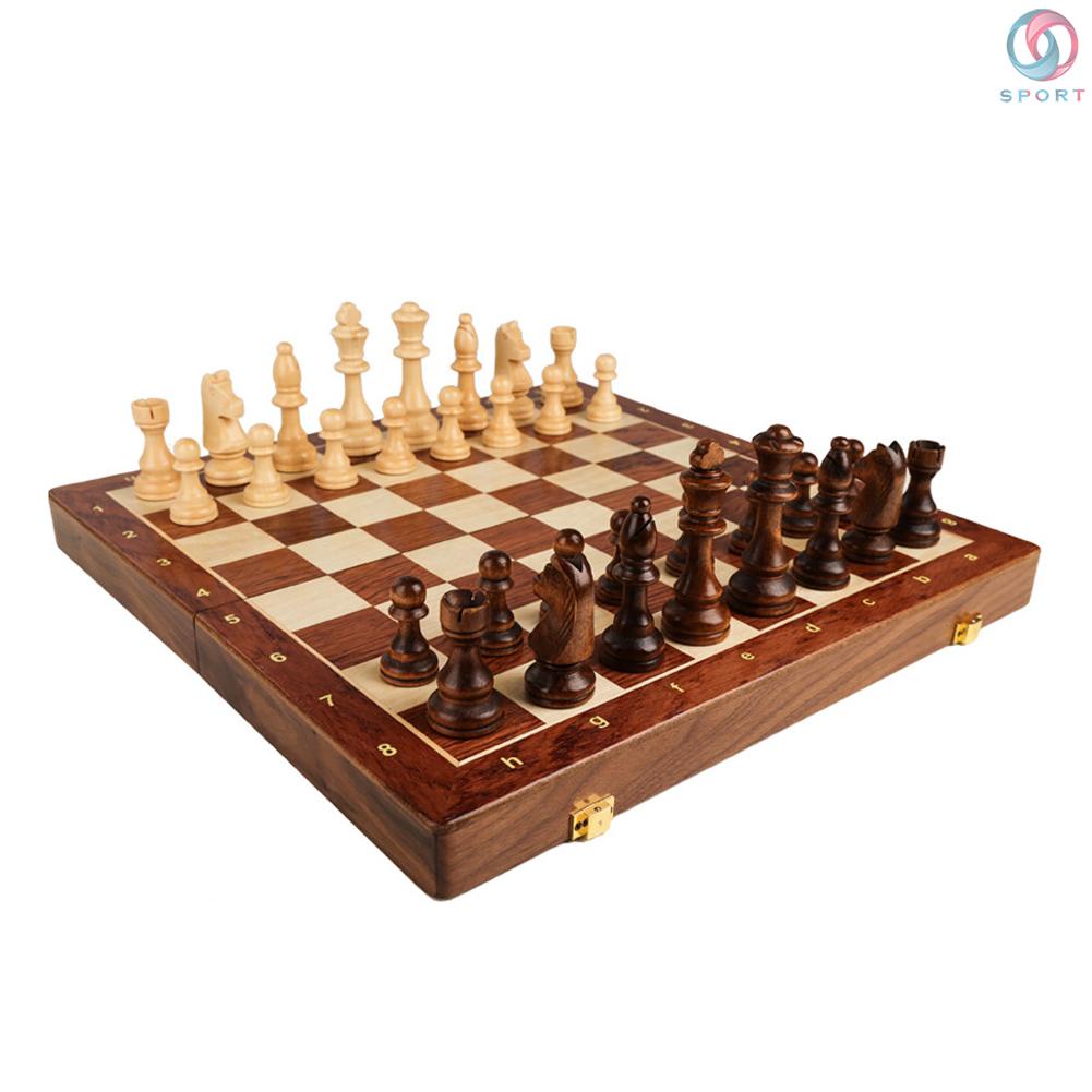 Foldable Chess Board Set with Crafted Chess Pieces - Great for Chess Lovers