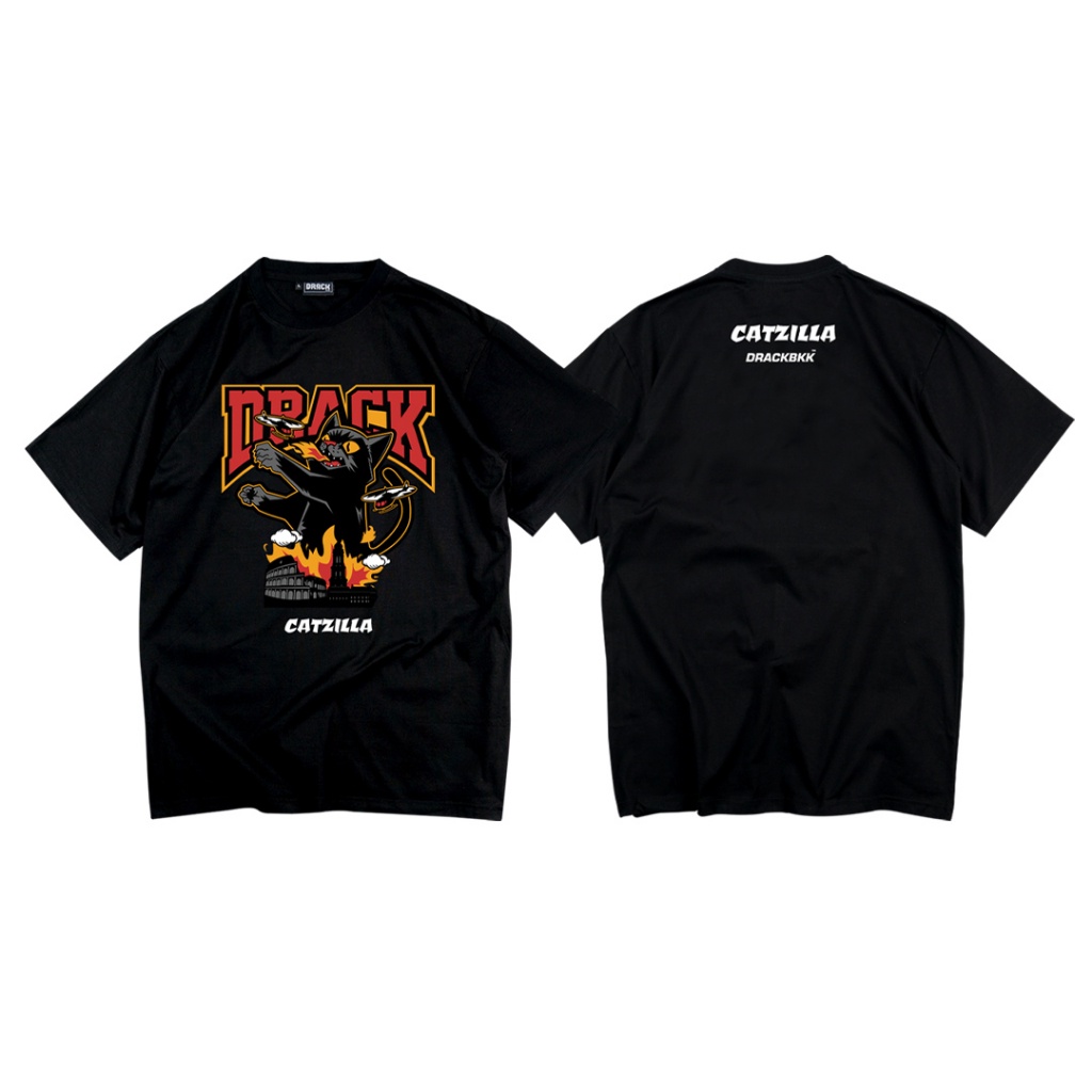 DRACK - CATZILLAA สีดำ เสื้อยืดคอกลม