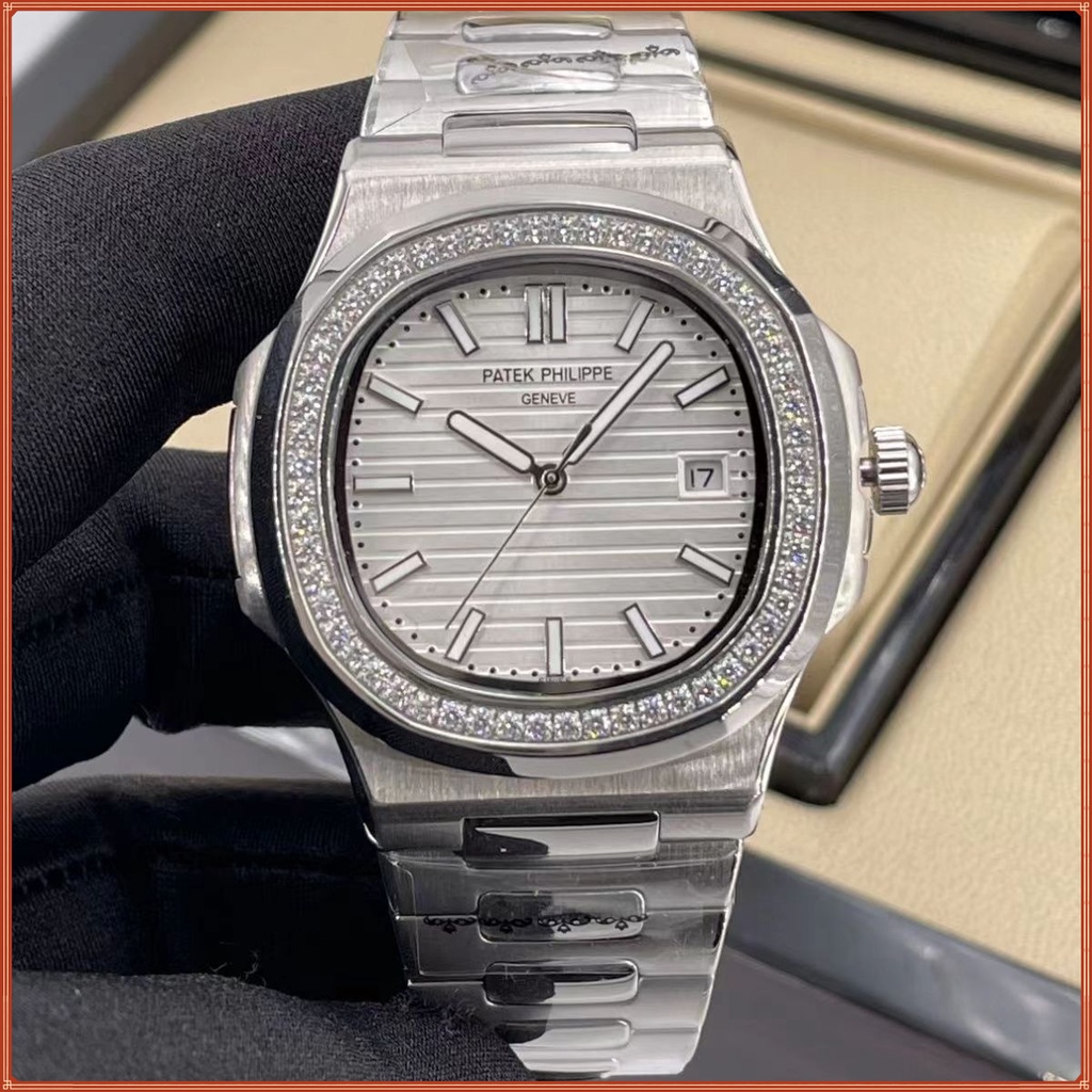 ⌚  ฟรีกล่อง PATEK _Philippe แบรนด์หรูแฟชั่นนาฬิกาสแตนเลสสไตล์มินิมอล, นาฬิกาวงเหล็กธุรกิจลําลอง