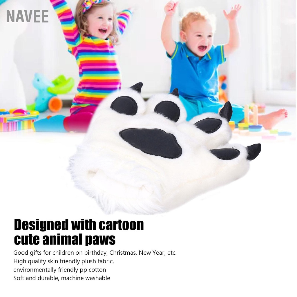 NAVEE จำลองสัตว์ Claw ถุงมือน่ารัก Tiger Plush ถุงมือมนุษย์หมาป่าเครื่องแต่งกายถุงมือ
