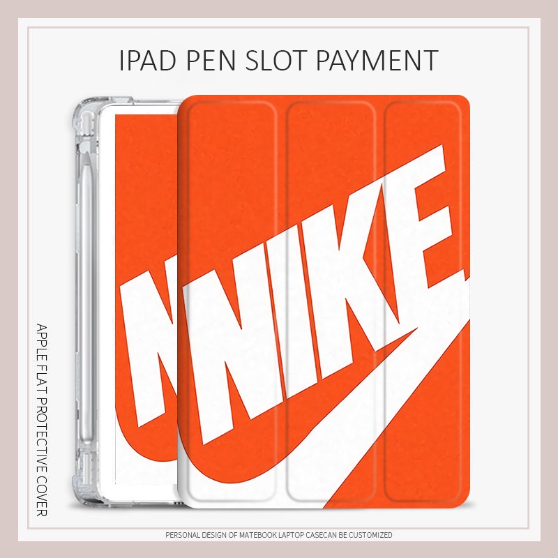 Nike เคส ipad 10.2 gen 7/8/9 air 1 2 3 4 5 mini 4 5 6 เคส ipad 10.2 gen10 pro11 2022 ถุงลมนิรภัย สามพับ ช่องใส่ปากกา