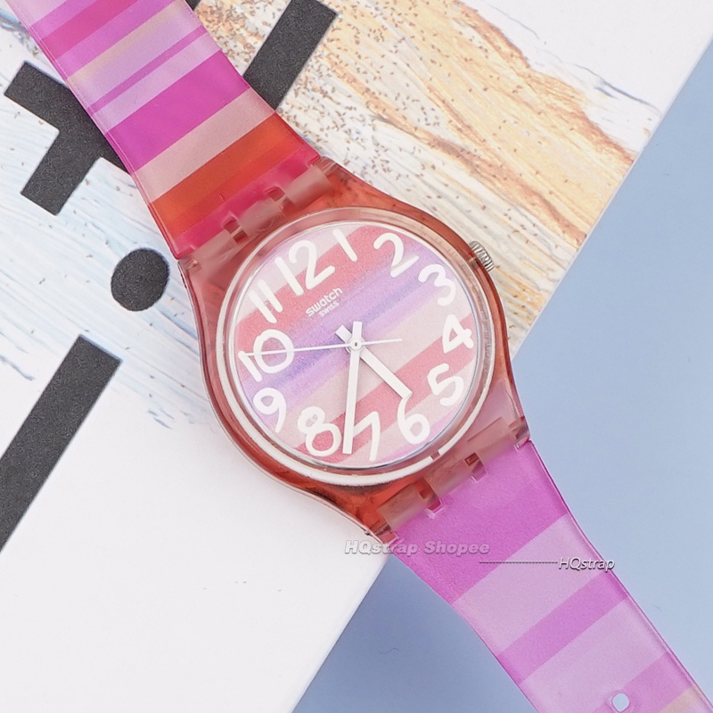 สายนาฬิกาข้อมือ ยางซิลิโคน กันน้ํา สีรุ้ง แบบเปลี่ยน สําหรับ Swatch Watch Band 16 มม. 17 มม. 19 มม.