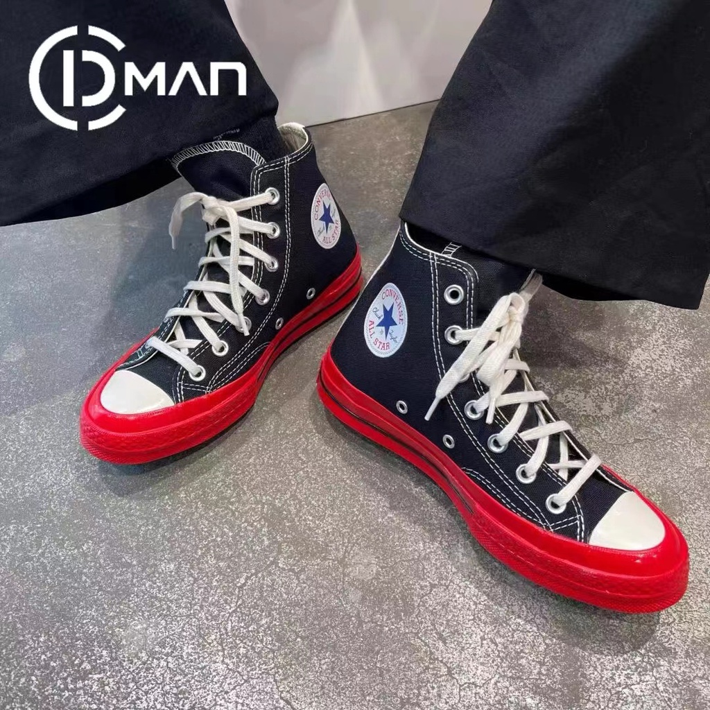 ,,converse comme des garcons PlAY x  chuck taylor all star 1970s ox black and red cream high-top