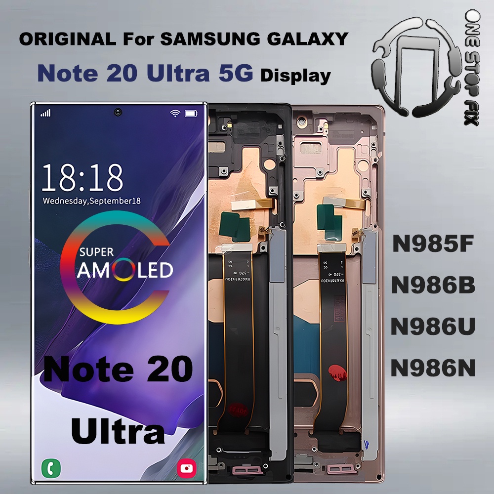 จอแสดงผล AMOLED สําหรับ Samsung Galaxy หมายเหตุ 20 Ultra 5G จอแสดงผล LCD N985F N986B หน้าจอสัมผัส Di