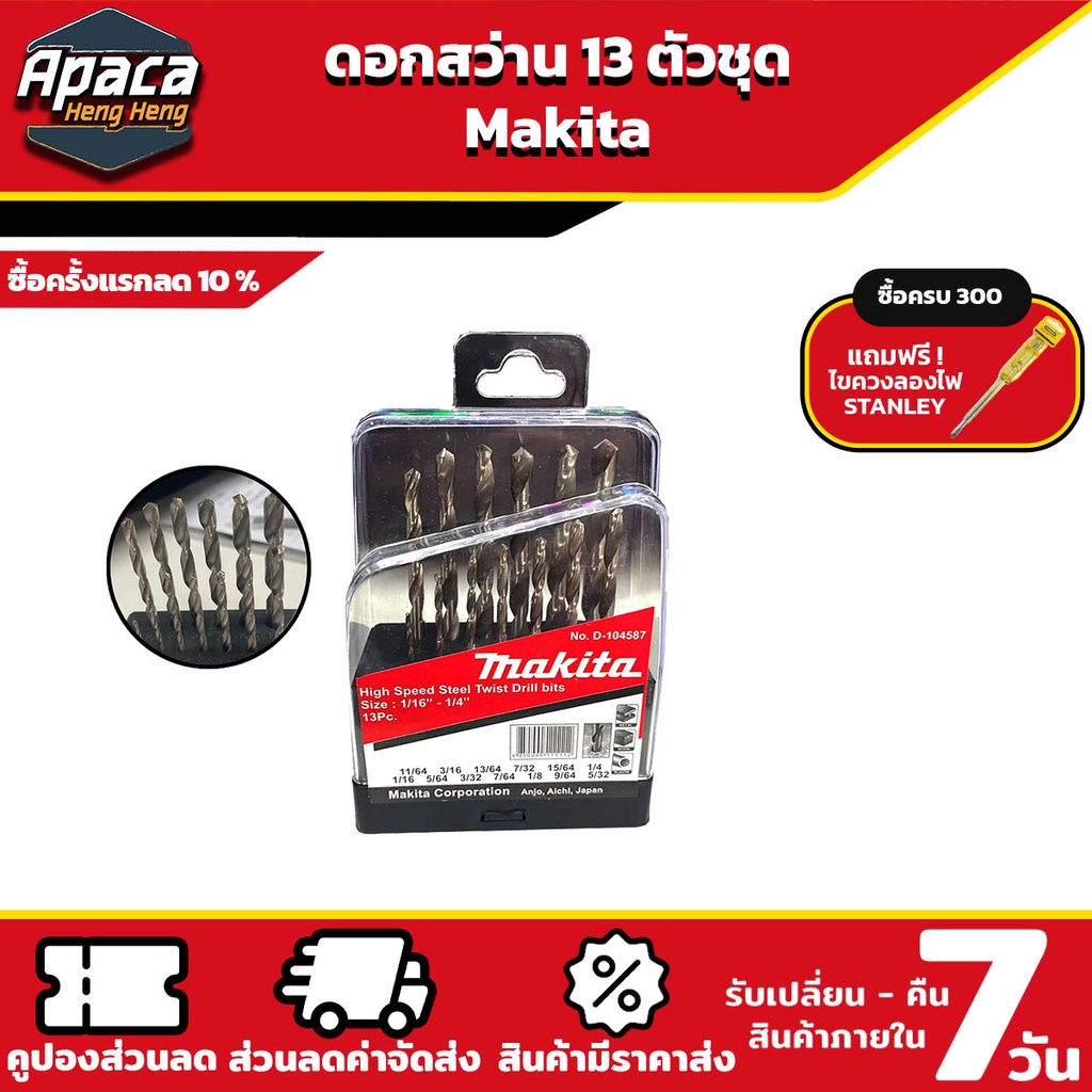 ดอกสว่าน 13 ตัวชุด MAKITA ดอกสว่านเจาะเหล็ก