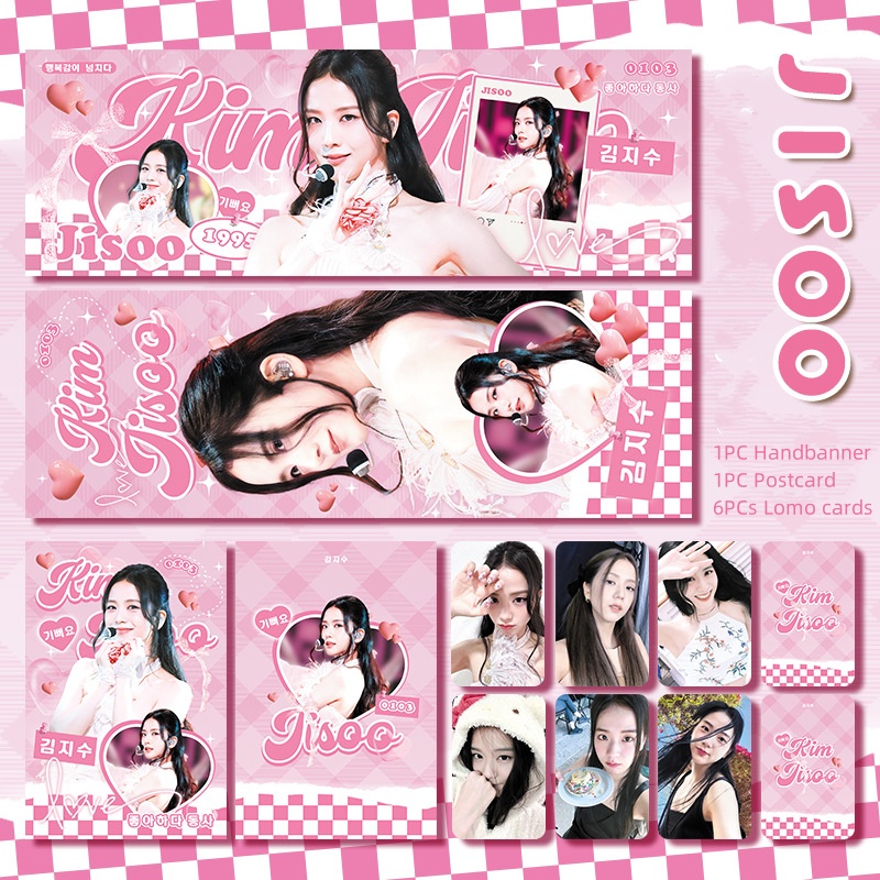 BP JENNIE JISOO ROSE พัดลมคอนเสิร์ตสนับสนุนแบนเนอร์มือ 6 ชิ้นโปสการ์ดภาพ Lomo การ์ดโปสเตอร์ KPOP YM