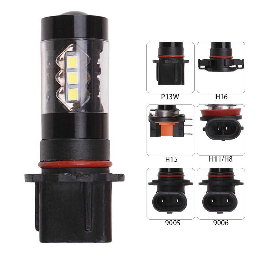 1 คู่ หลอดไฟตัดหมอกรถตู้ LED ขั้ว P13W PSX26W แสงสีขาว 10W 800LM 12V