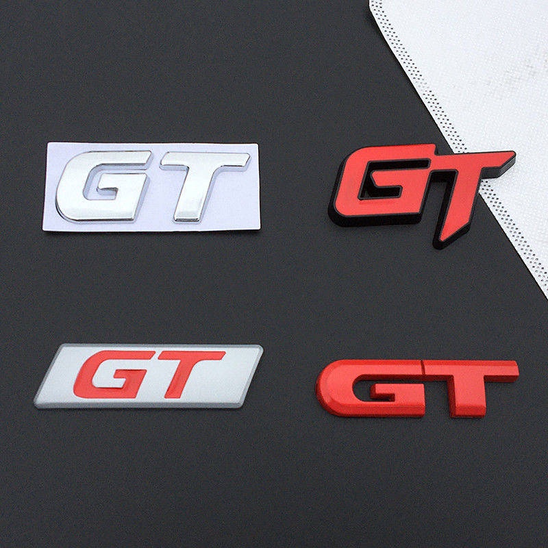 Car Personality Stereo Gt Bumper Stickers Metal Modification Chinese Network Car Logo Rear Badge Car Body Sticker Gt Side Seam Label Creative Stickers KRTc
