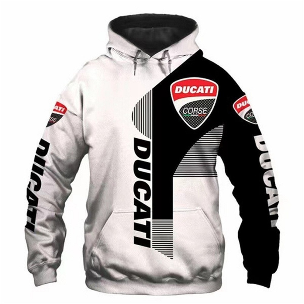 เสื้อกันหนาว มีฮู้ด แต่งซิป พิมพ์ลาย Ducati แฟชั่นฤดูใบไม้ร่วง และฤดูหนาว 2023