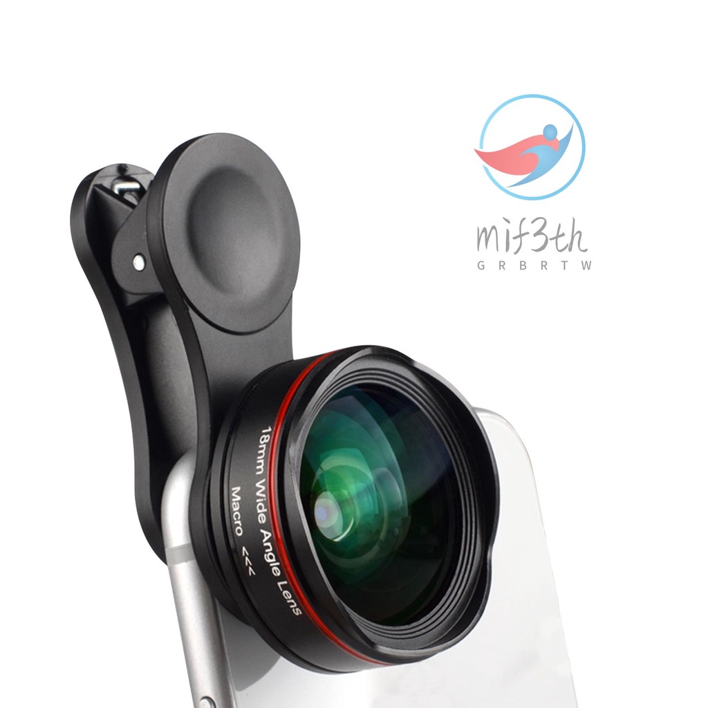 เลนส์กล้องสมาร์ทโฟน 5K Ultra HD 18 มม. 128 มม.° เลนส์มาโครมุมกว้าง 15X ไม่ผิดเพี้ยน พร้อมคลิปสากล เข้ากันได้กับสมาร์ทโฟน iPhone Samsung Huawei