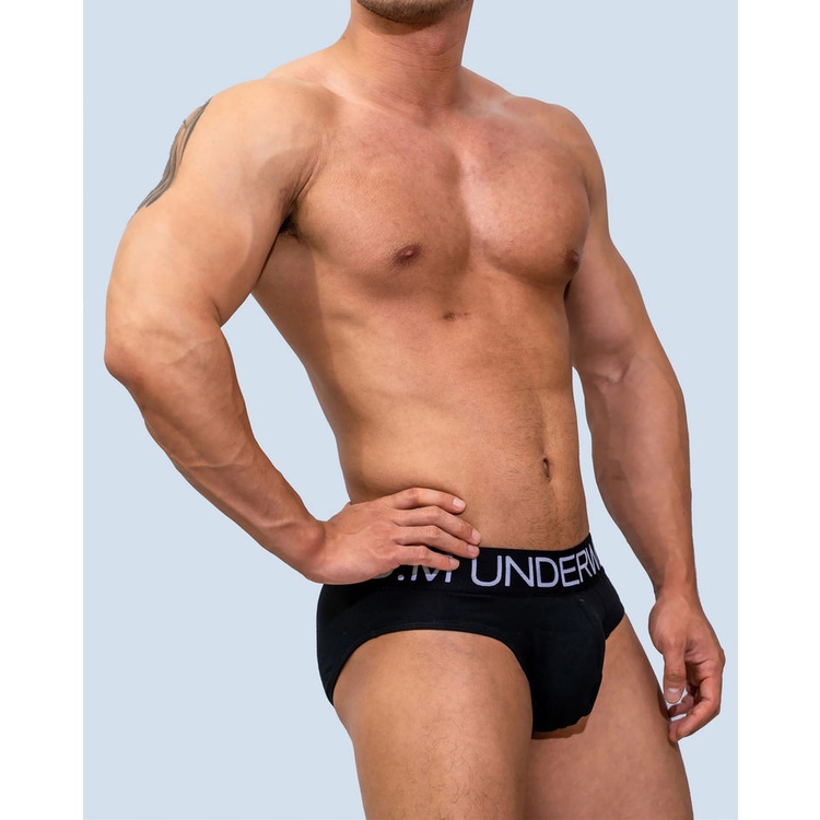 D.M ง. กางเกงชั้นใน ผ้าฝ้าย เอวต่ํา ทรงสามเหลี่ยม พิมพ์ลายตัวอักษร สวมใส่สบาย  แต่งตัวดี  สีพื้น สําหรับผู้ชาย 3033